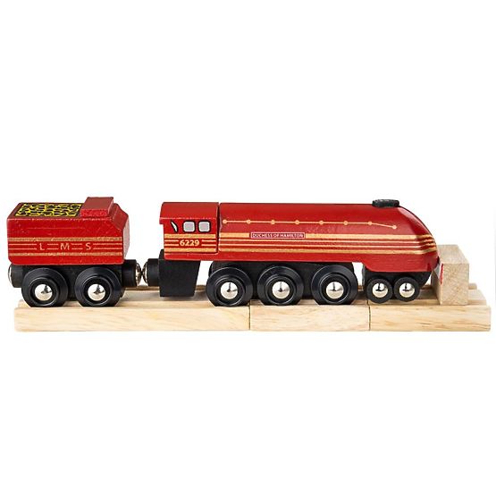 Bigjigs Rail replika lokomotive Duchess of Hamilton + 3 kolosijeka