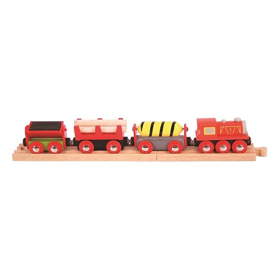 Bigjigs Rail Teretni vlak crveni + 3 kolosijeka