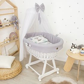 Bijeli pleteni krevetić sa opremom za bebu - Jež, Ourbaby®